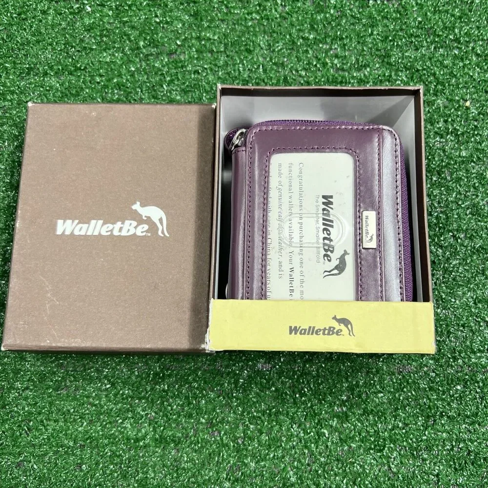 WalletBe Genuine Calf Skin Leather  Wallet Cell‎ Phone Case Purple New In Box